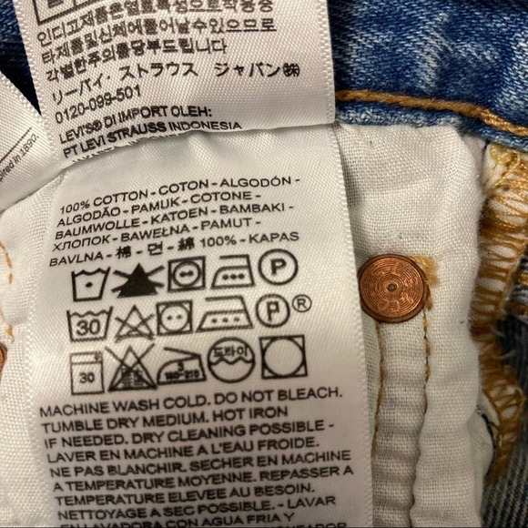 LEVI'S 501 High Rise Skinny Leg Button Fly Distressed Jeans Size 24 - Picture 14 of 16